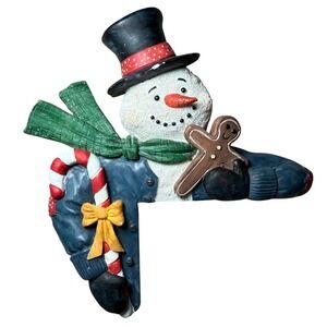 Vtg 1997‎ THT Snowman Corner Wall Decor Resin Gingerbread Candy Cane Christmas
